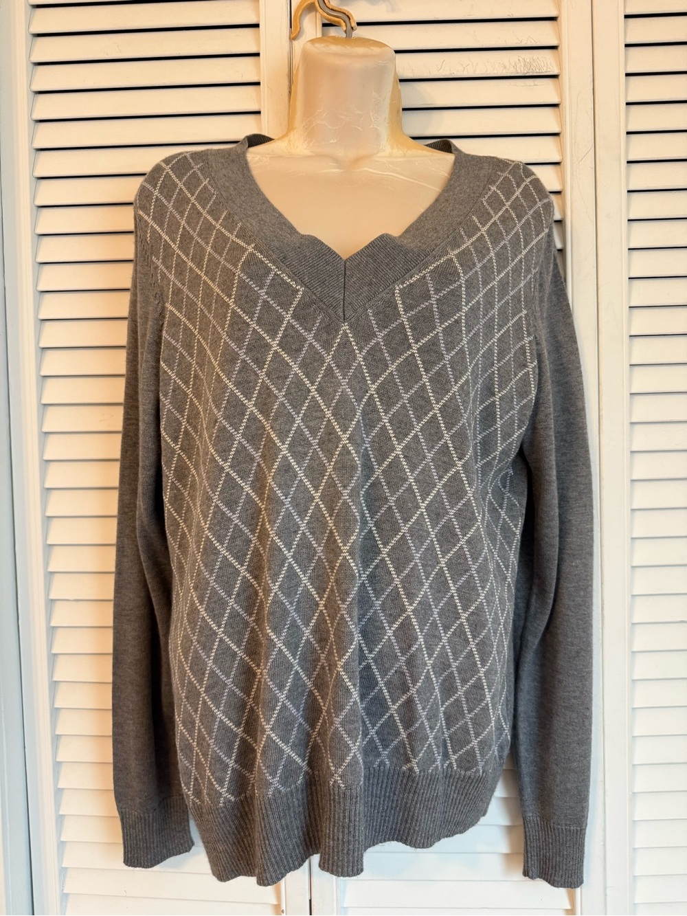 Brooks Brothers Women Silk Cashmere Diamond Sweater Large Tennis Academia Preppy